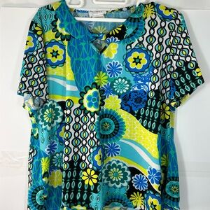 Soirée Blue and Yellow Floral Blouse